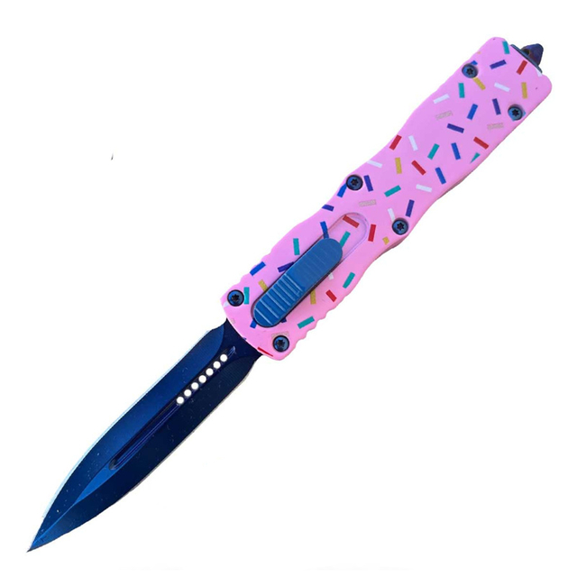 7,5' Pink Sprinkle Death Stalker Automatisches Dual-Action-Out-The-Front-Messer